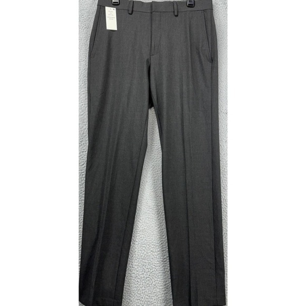 J.M Haggar Pants Mens 32X32 Joe III Charcoal Grey Dress Slim Fit Flat Front NEW